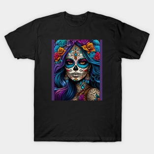 Colorful Tribute: Day of the Dead Makeup Artistry T-Shirt